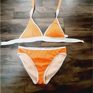 Newport News sz 10/12 orange silver bikini swim